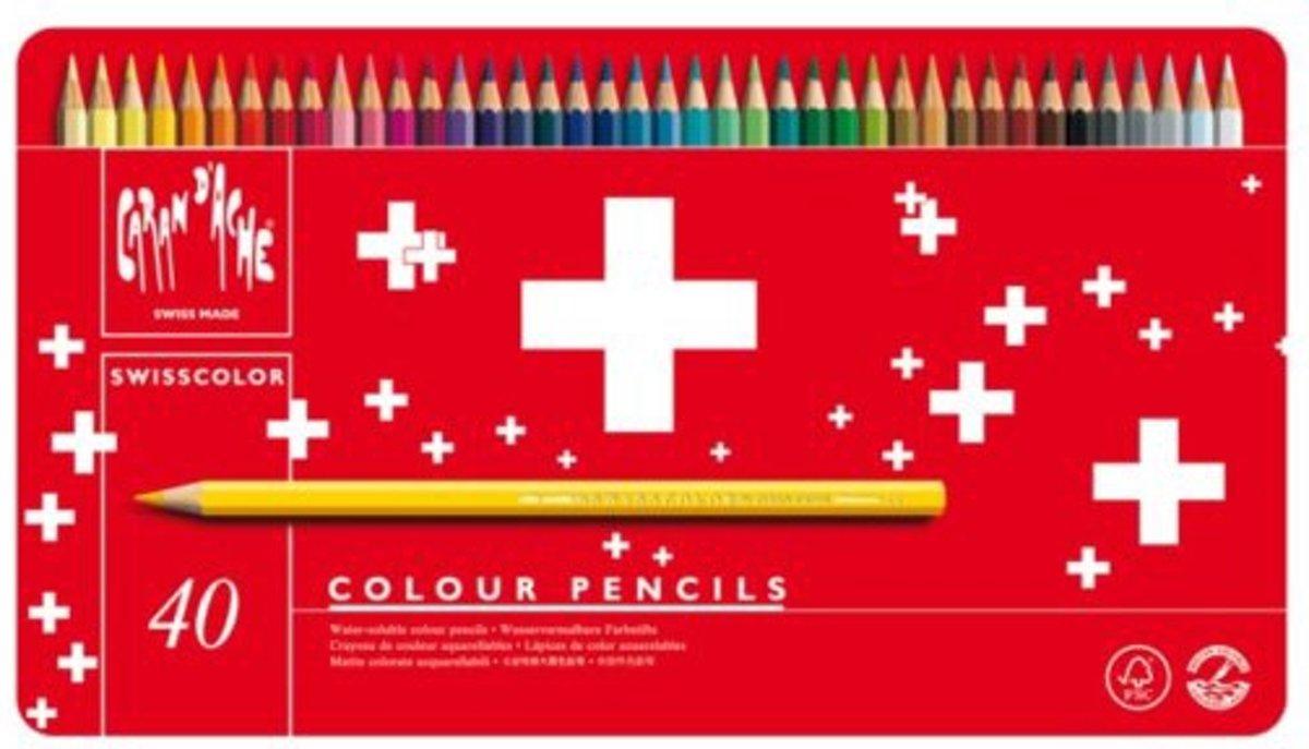 KLEURPOTLODEN CARAN DACHE SWISSCOLOR AQUAREL 40STUKS